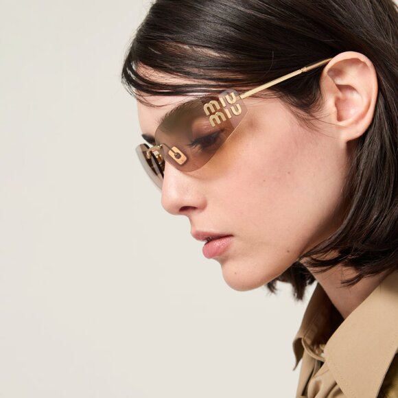 Miu Miu Women Sunglasses Gold Mirror Gradient Rectangle Rimless MUA51S 5AK20P main image 14